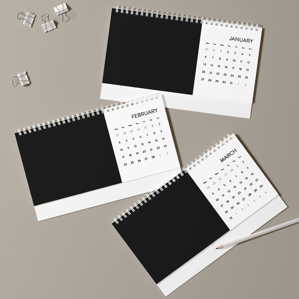 2025 Minimal Desk Calendar — Grid Month Planner