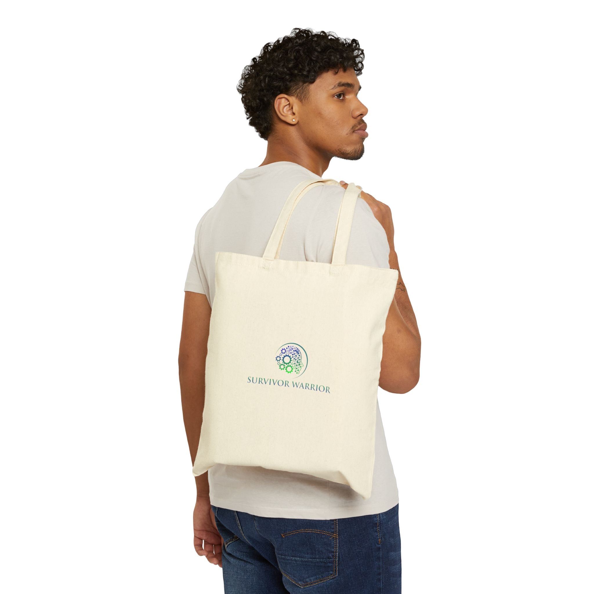 Survivor Warrior Cotton Tote Bag — Inspirational Awareness Canvas Shopper