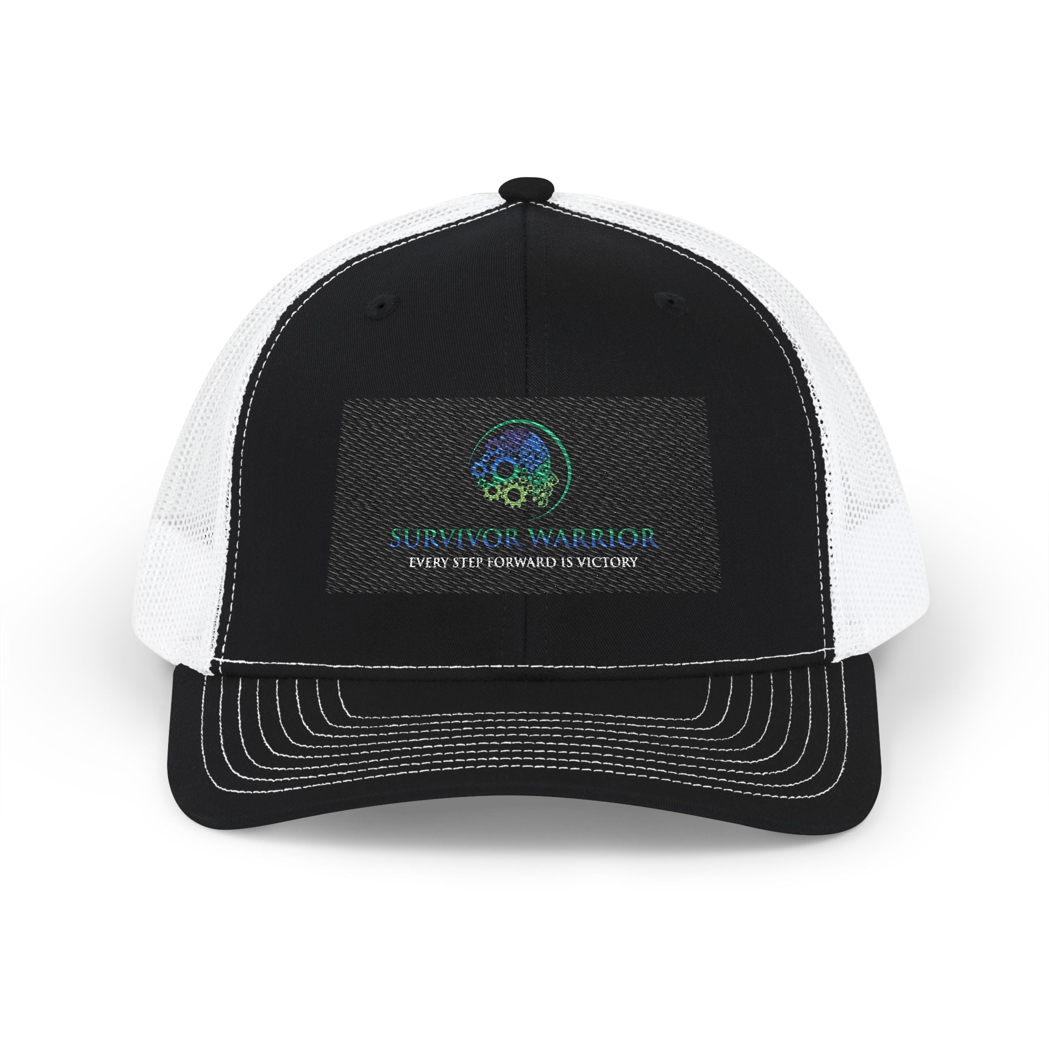 Embroidered Trucker Cap — Earth Logo Snapback Mesh Hat