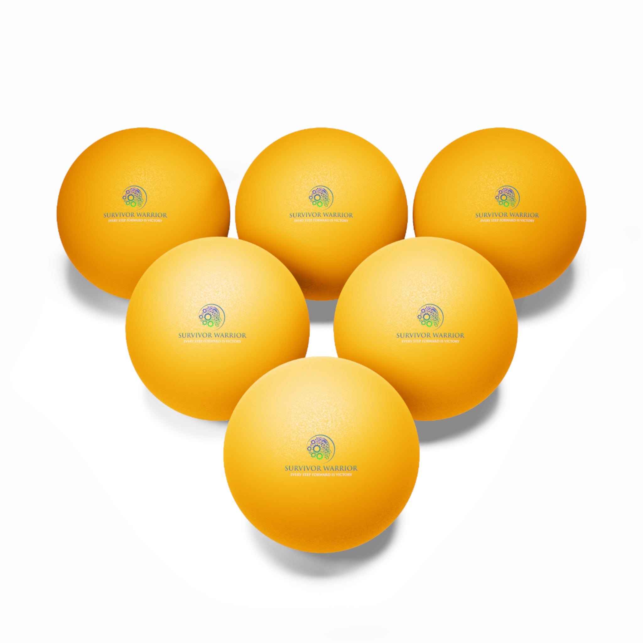 Survivor Warrior Orange Ping Pong Balls (Set of 6) - Motivational Table Tennis Balls