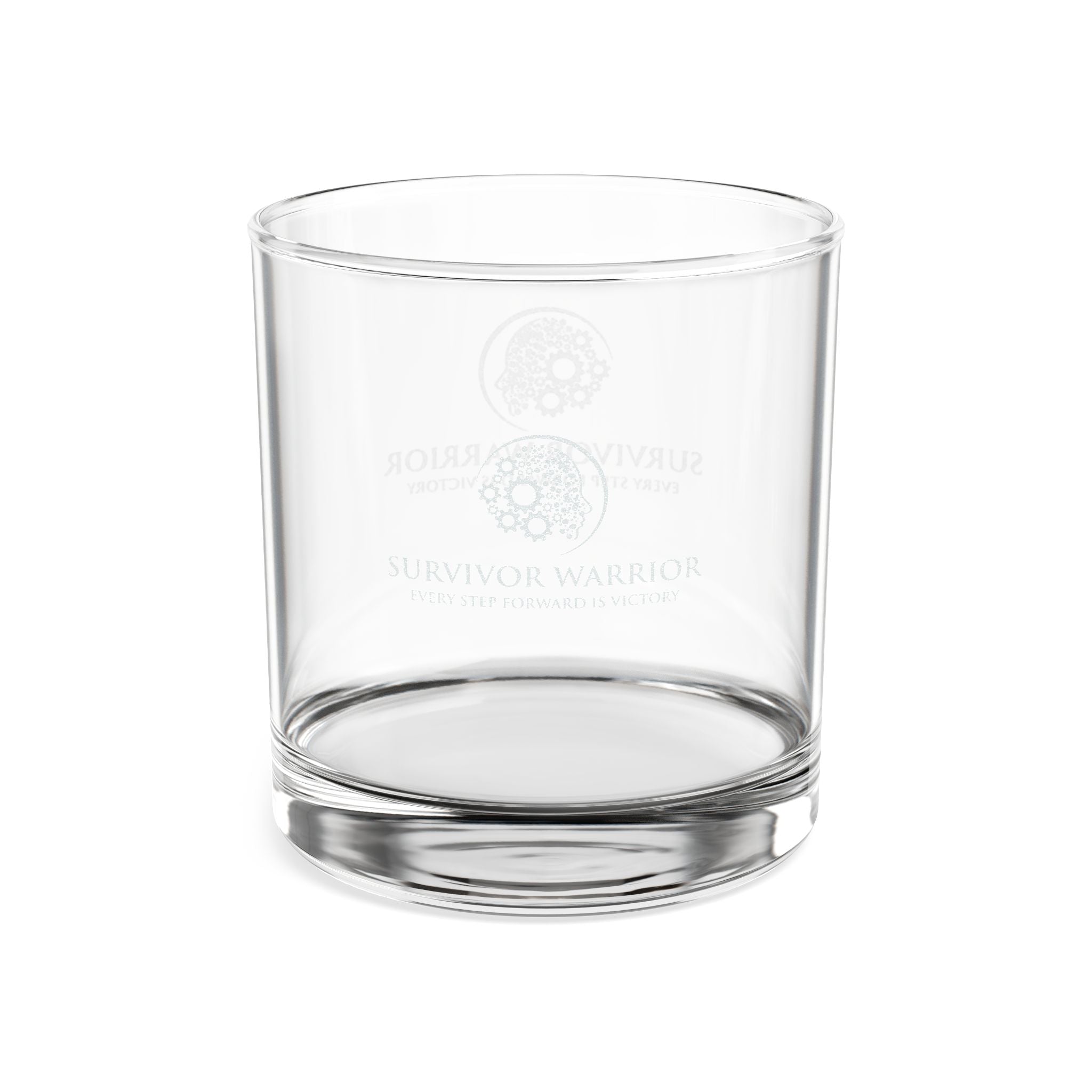 Engraved 10.5oz Whiskey Glass — Survivor Warrior Logo Rocks Glass