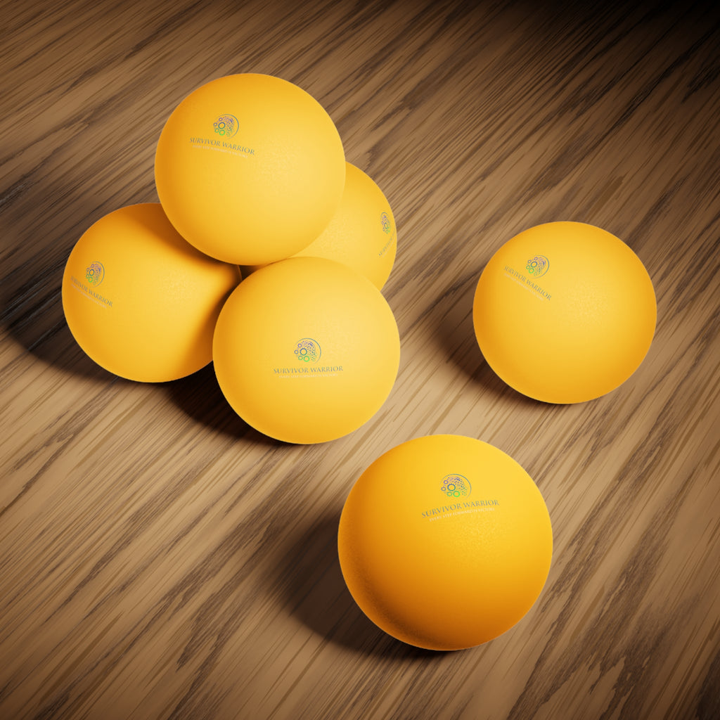 Survivor Warrior Orange Ping Pong Balls (Set of 6) - Motivational Table Tennis Balls