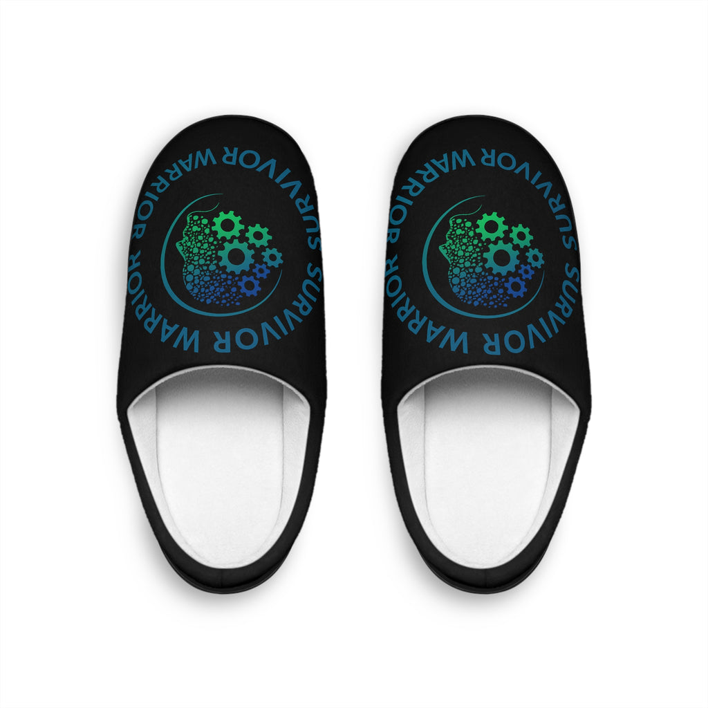 Survivor Pride Women's Indoor Slippers — Comfort House Shoes with Recovery Awareness Gear Wheel Design